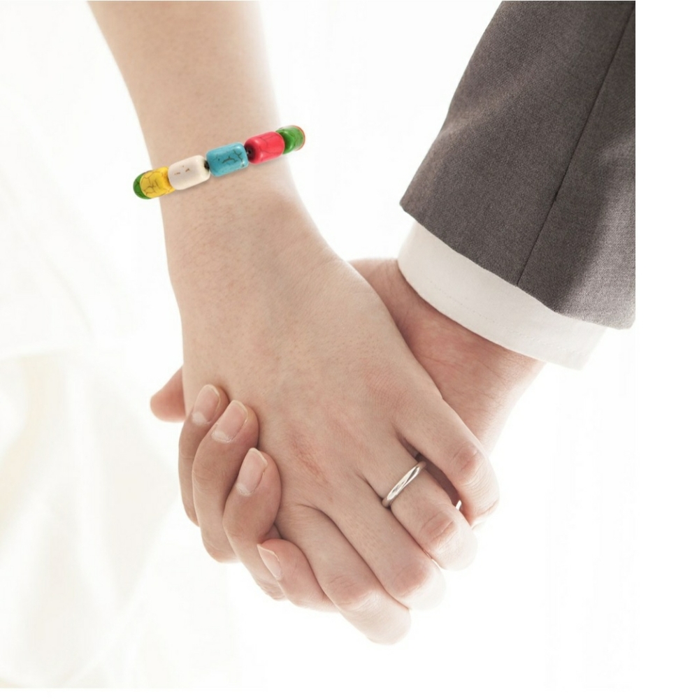 Multi Color Howlite Hand Set Bracelet - Picture 3 of 5